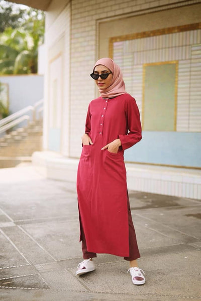 Waseema Linen Split Long Top