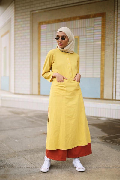 Waseema Linen Split Long Top